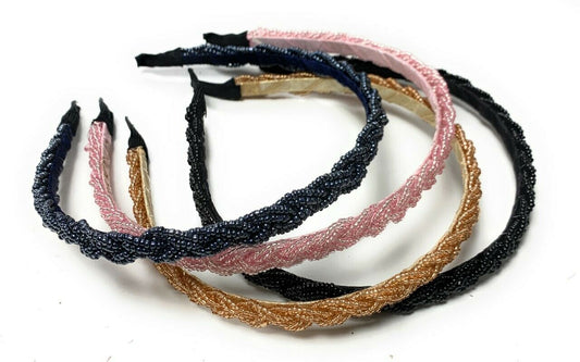 Ladies Girls Beaded Plait Braided Plaited Beads Hair Band Great Gatsby Headband