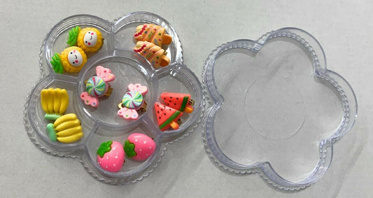 Children's Kids CLIP ON Earrings Studs - Fruits Treats Xmas Bday Gift Box Set