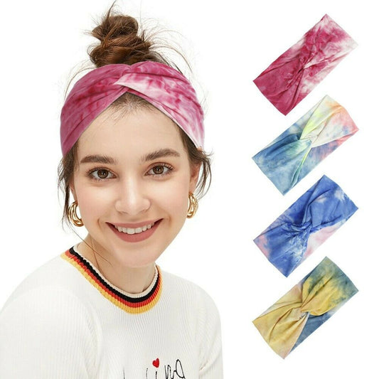 Twist Knot Tie Dye Headband Head Wrap Boho Hairband Bandana Elastic Hair Band UK