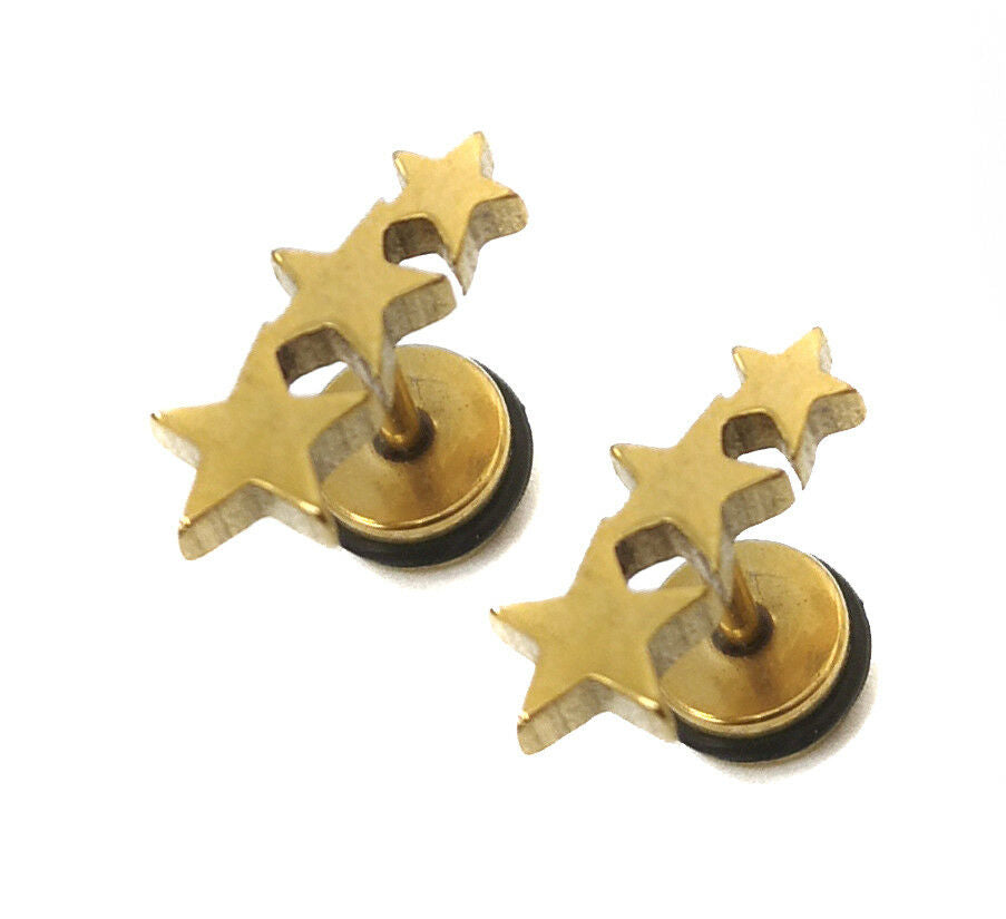 Mens PAIR Stainless Steel Stud Earrings Pair Design Screw back Womens Girls Boy