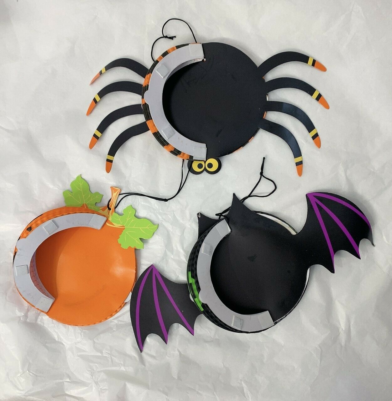 3 x Halloween Paper 3D Hanging Decorations Set Spider Bat Pumpkin UK
