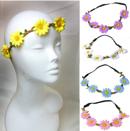 Daisy Garland Hairband Headband Christening Festival Elastic Flower Floral Hair