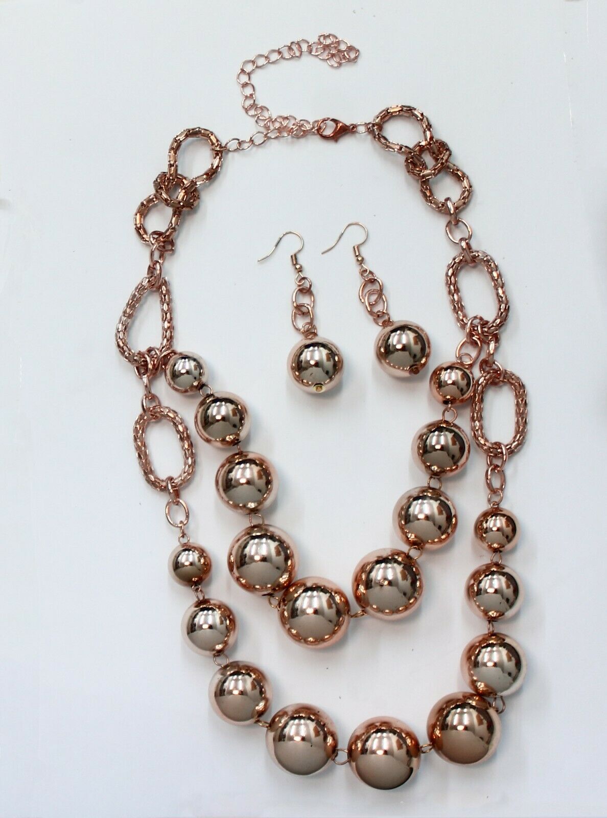 Shiny Pearl Chunky Statement Choker Bib Collar Necklace Chain With Earrings