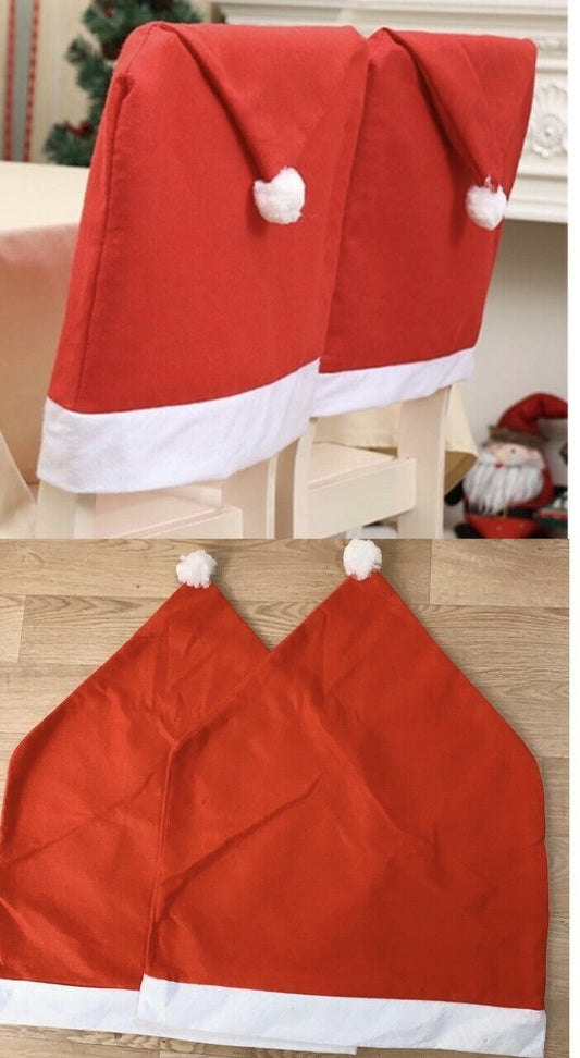 2 x (A Pair) Christmas Dining Chair Back Covers Xmas Party Table Decorations