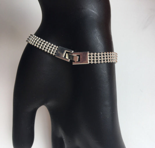 Silver Bridal Sparkly Crystal Bow Bracelet Chain