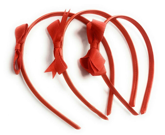 3 x School Hair Bows on Headbands Alice Bands Uniform Colours Bow Headband Set