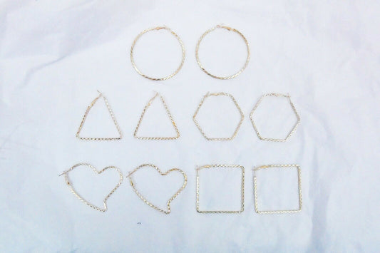 Gold Hoop Earrings Women's Pierced Jewelry in Varied Shapes