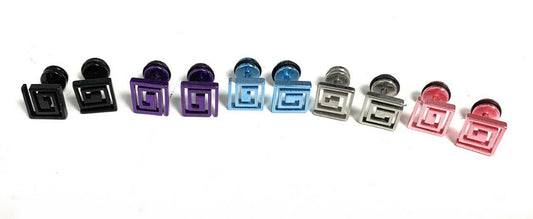 Pair Mens Womens Square Swirl Surgical Stainless Steel Stud Earrings Studs Screw
