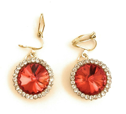 Women Bridal Wedding Prom Party Glass Crystal Bib Necklace Clip On Earrings Set