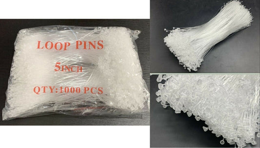1000 pcs 5" Hang Tag Nylon String Snap Lock Pin Loop Fastener Hook Tie Clear UK