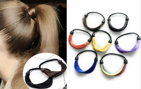 2 x Imitation Bun Hair Bobble Scrunchie Fake Straight Natural Hair Ponytail Gift