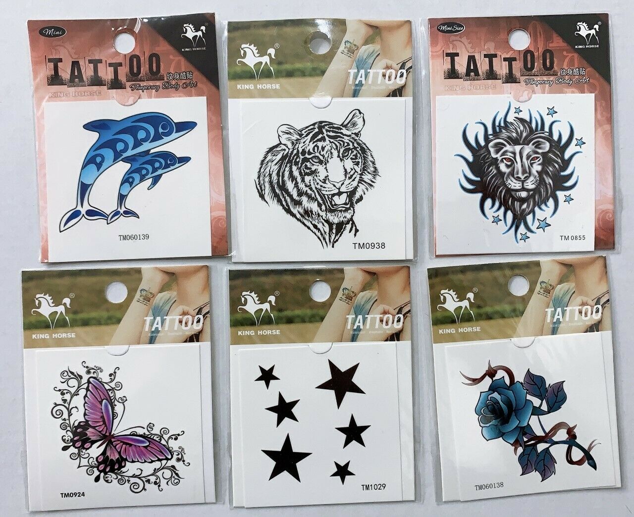 A Pack of 6 Women's Men's Kids Temporary Tattoo Body Art False Fake Stickers Set