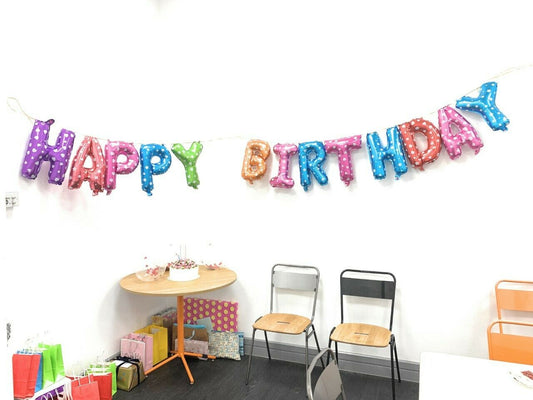 Reusable 16" Happy Birthday Banner Foil Balloon Bunting Self Inflating Balloons