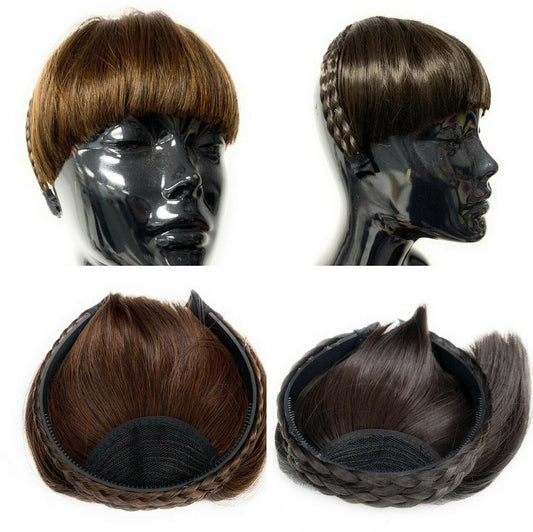 Bob Fringe on Braided Headband Fake False Front Hair Extension Hair Band Gift