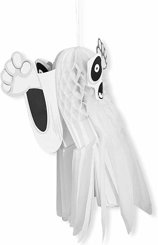3 x Large Halloween Paper 3D Hanging Decorations Scary Black and White Ghost UK