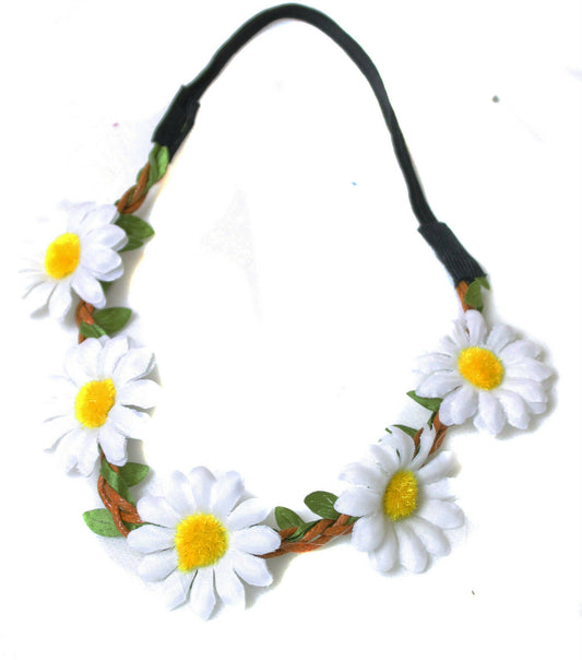 Daisy Garland Hairband Headband Christening Festival Elastic Flower Floral Hair