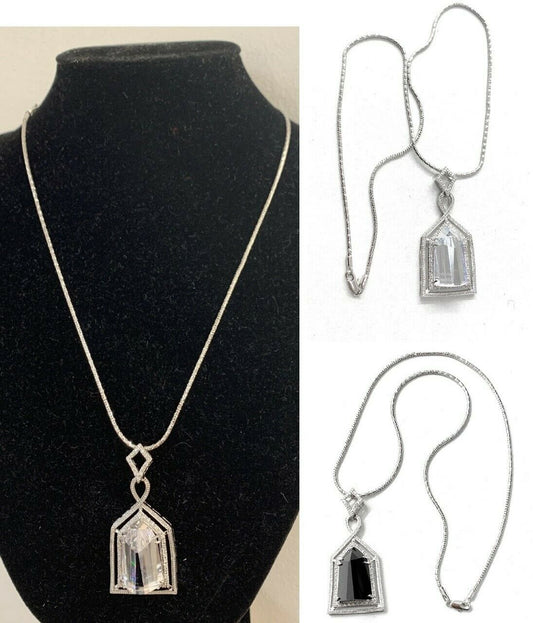 Quality Platinum Silver Plated Necklace Statement Large Pentagon Zircon Pendant