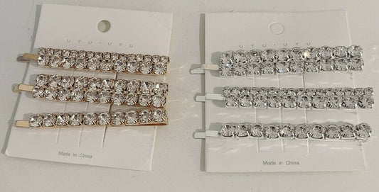 3 Girls Bling Rhinestone Crystal Bridal Hair Clip Hairpin Slide Grips Clips Set