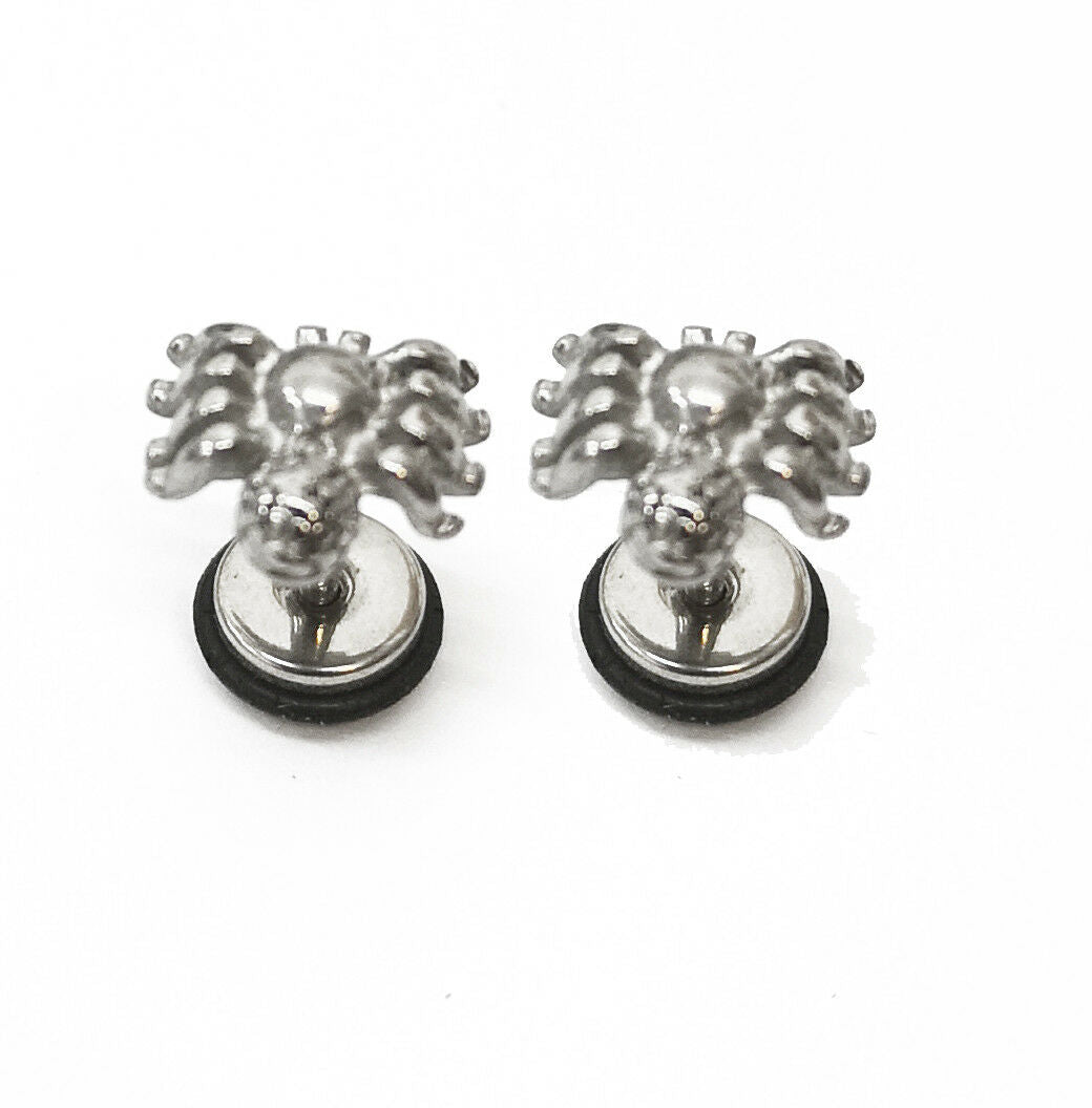 Mens PAIR Stainless Steel Stud Earrings Pair Design Screw back Womens Girls Boy