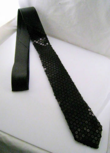 Sequin SATIN SEQUINNED Party Plain 2" Skinny Neck Tie Fancy Dress Magic Show