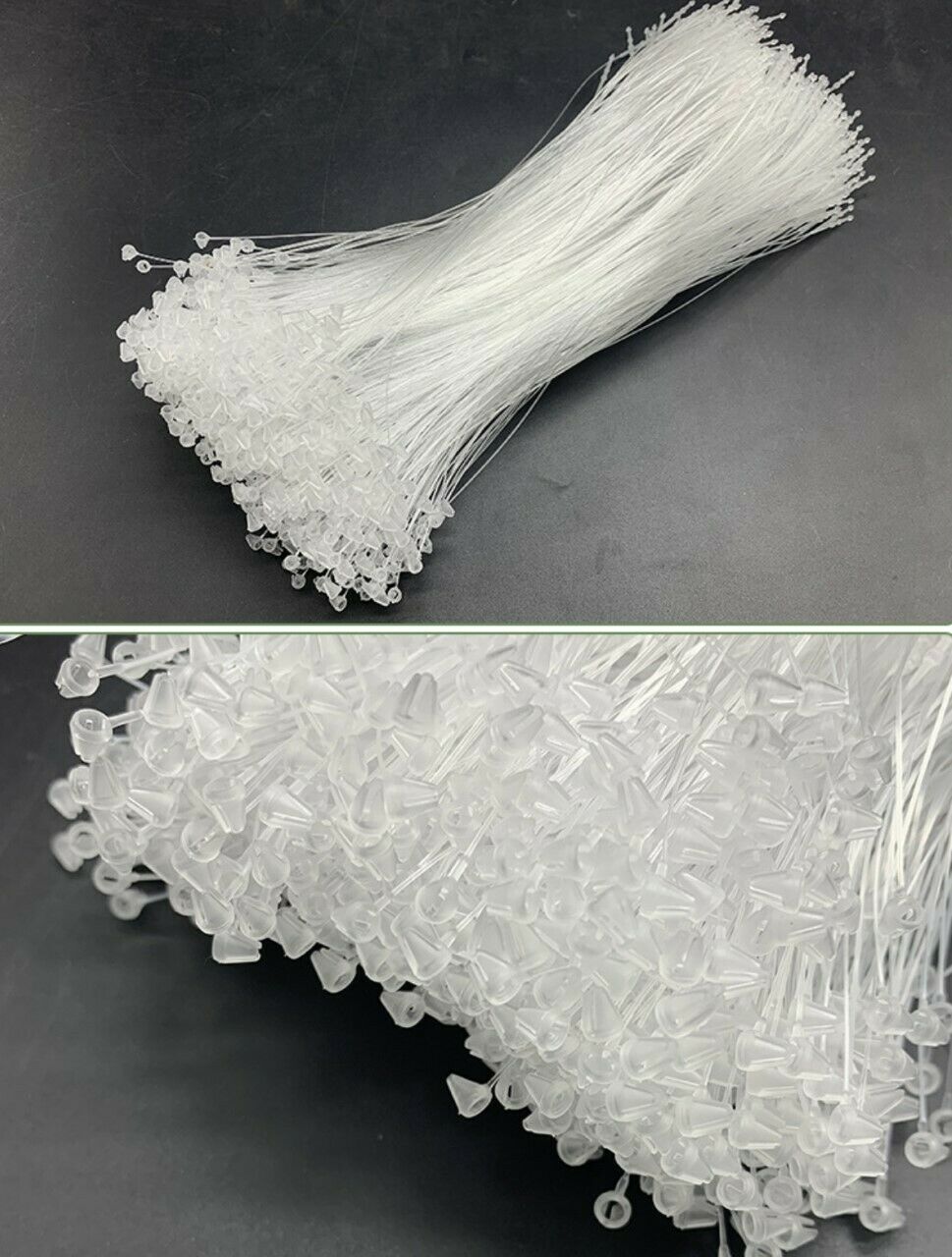 1000 pcs 5" Hang Tag Nylon String Snap Lock Pin Loop Fastener Hook Tie Clear UK