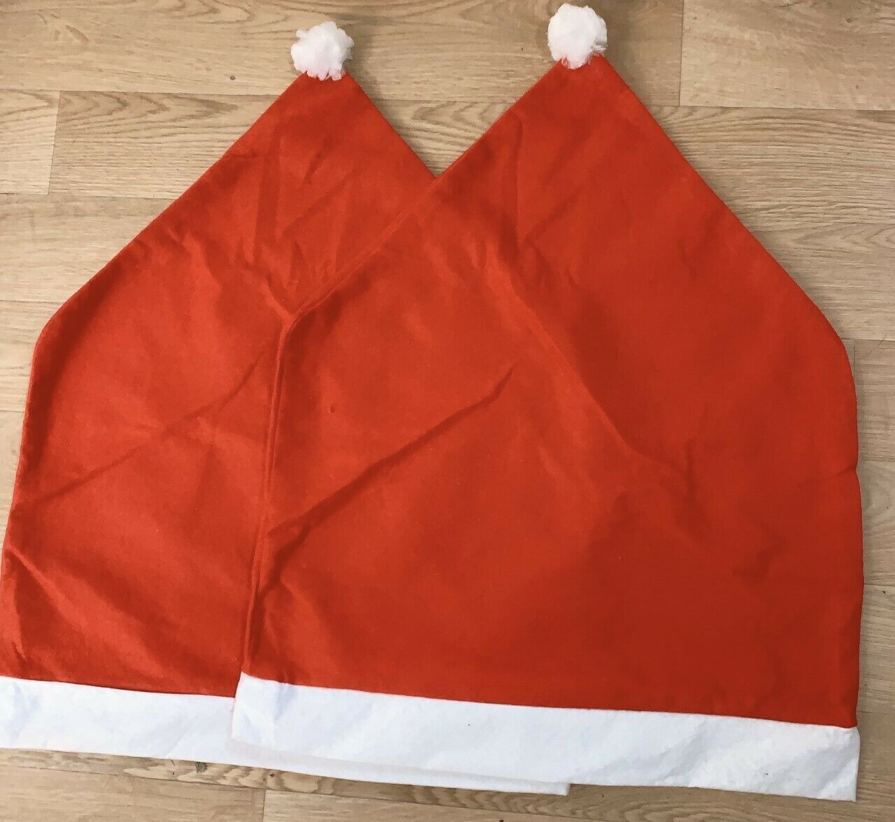 2 x (A Pair) Christmas Santa Hat Dining Chair Back Covers Xmas Party Decorations