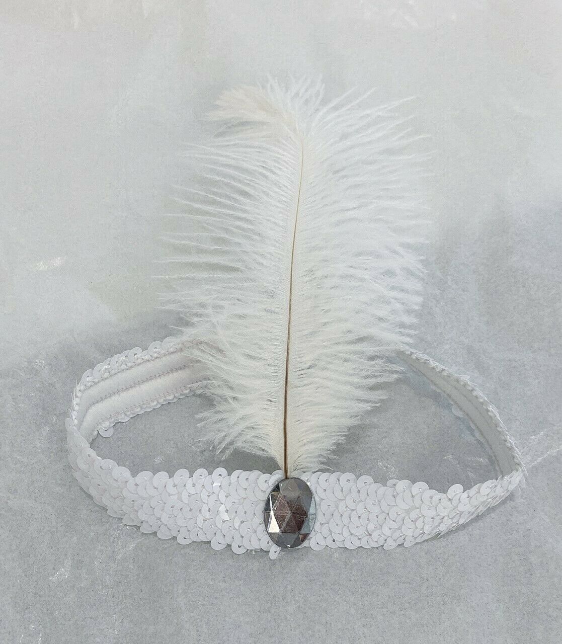 20s Sequin Feather Headband Fancy Dress Charleston Brow Band Gatsby Flapper UK