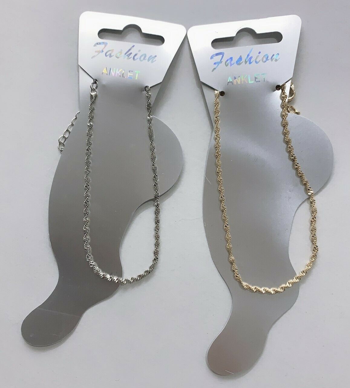 Classic Adjustable Twisted Anklet Foot Chain Ankle Bracelet - Silver or Gold