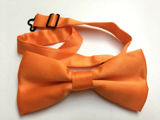 Classic Orange Mens Womens Clip-On Banded Bow Tie Pre Tied Plain Dickie Bowtie