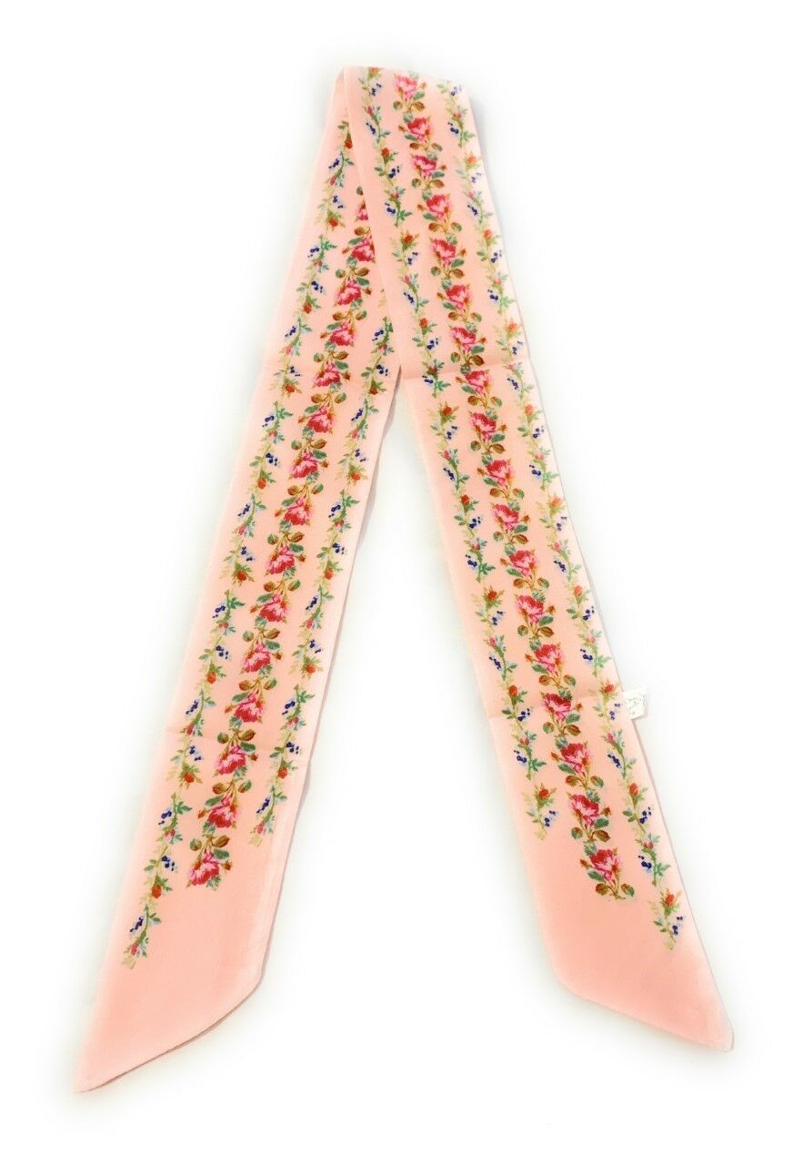 90cm Long Reversible Skinny Scarf Faux Silk Head Scarves Bag Charm Bow Bandana