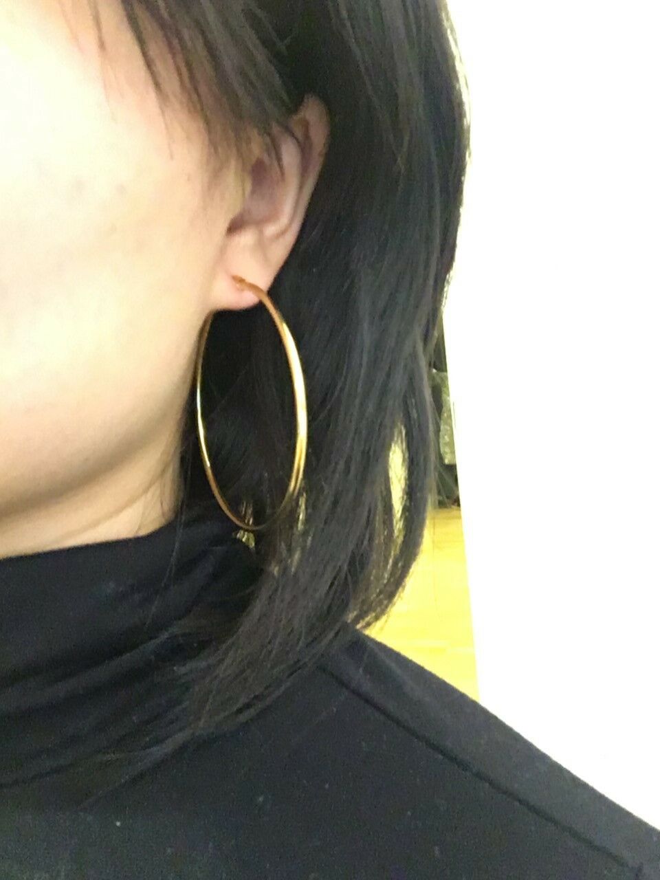 6cm Stainless Steel Hoop Sleepers Earrings - Silver or Gold