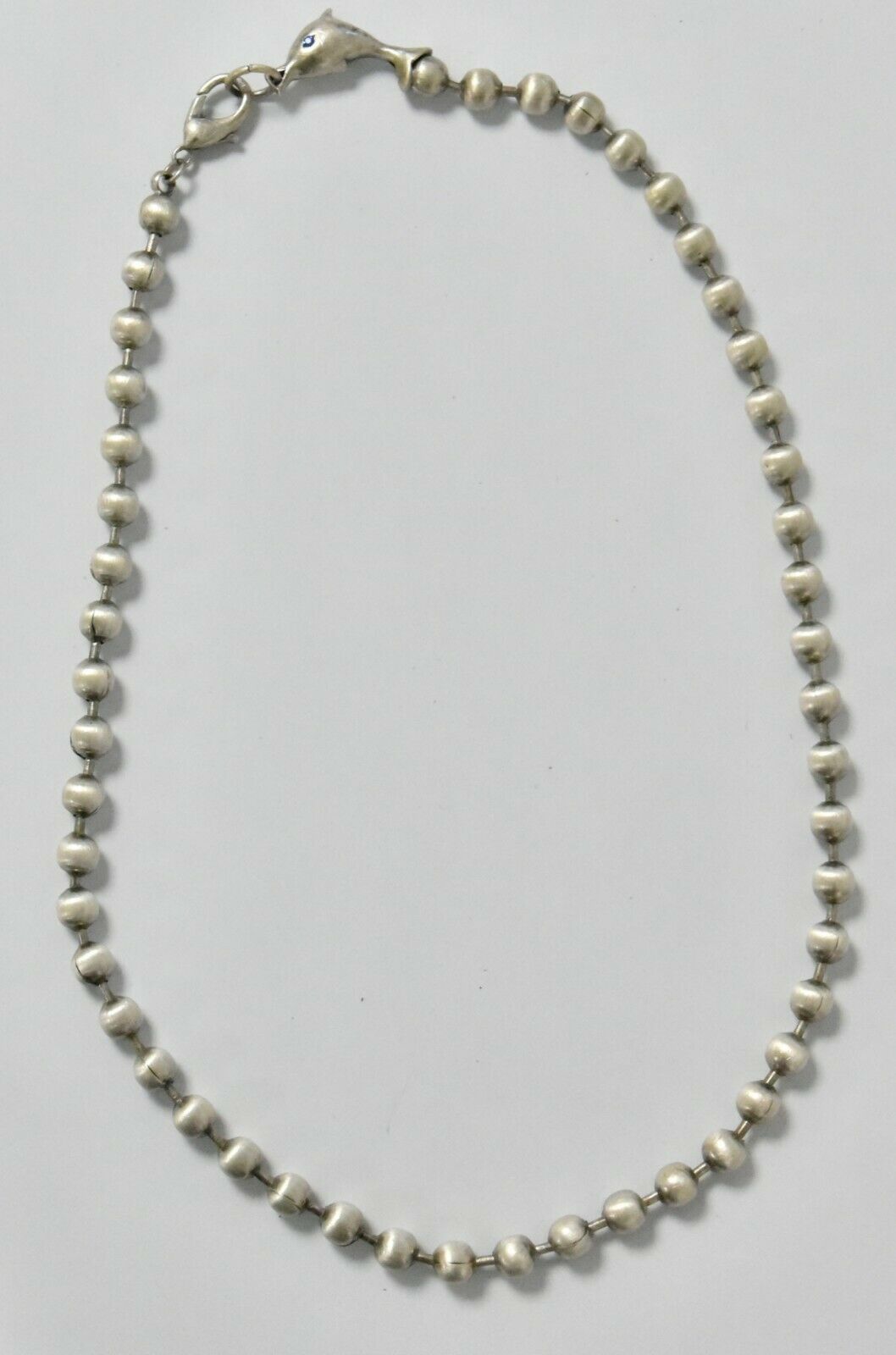 Silver Coloured Bead Necklace with Dolphin Clasp