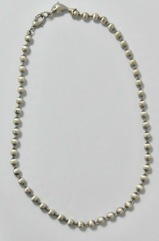 Silver Coloured Bead Necklace with Dolphin Clasp