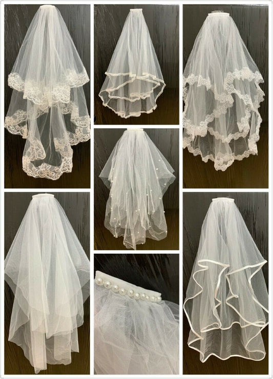 White Bridal Lace Veil on Comb Bride to Be Hen Night Bachelorette Wedding Party