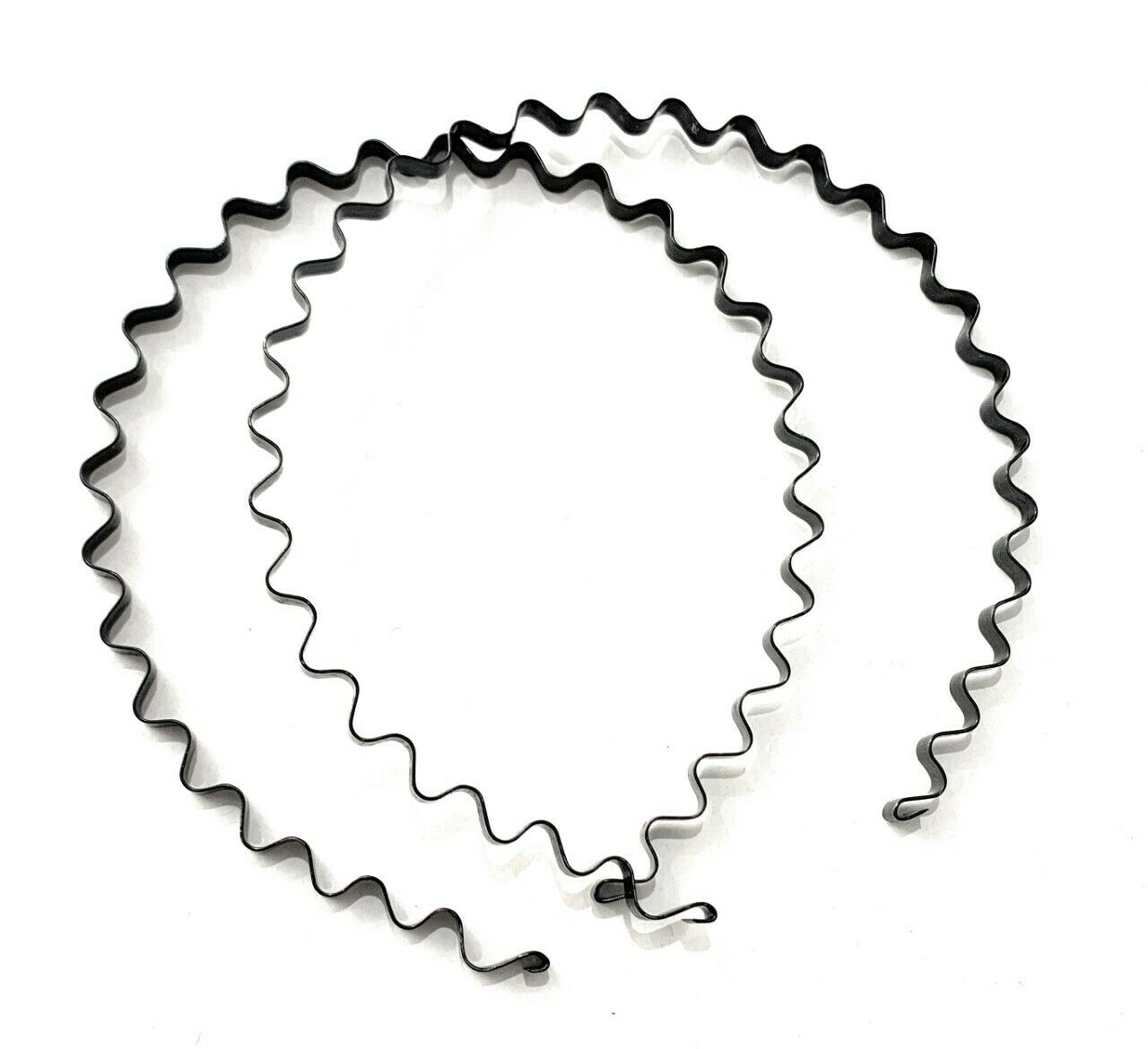 2 x Black Metal Sports Headband Noodle Wave Alice Hairband Unisex Men Women Set