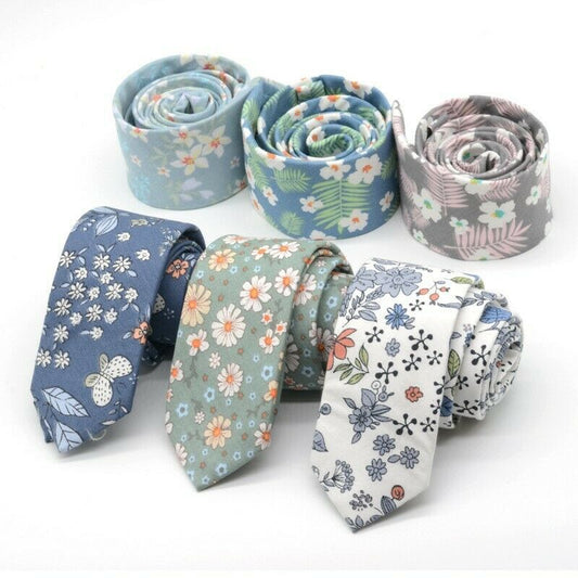 High Quality Luxury 100% Cotton Men's Floral Flowers Party Tie - Summer Blooms
