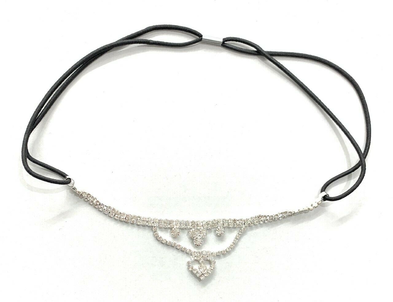 Dress Diamante Drop Crystal Bride Elastic Gatsby Headband Fore Head Bridal 1920s