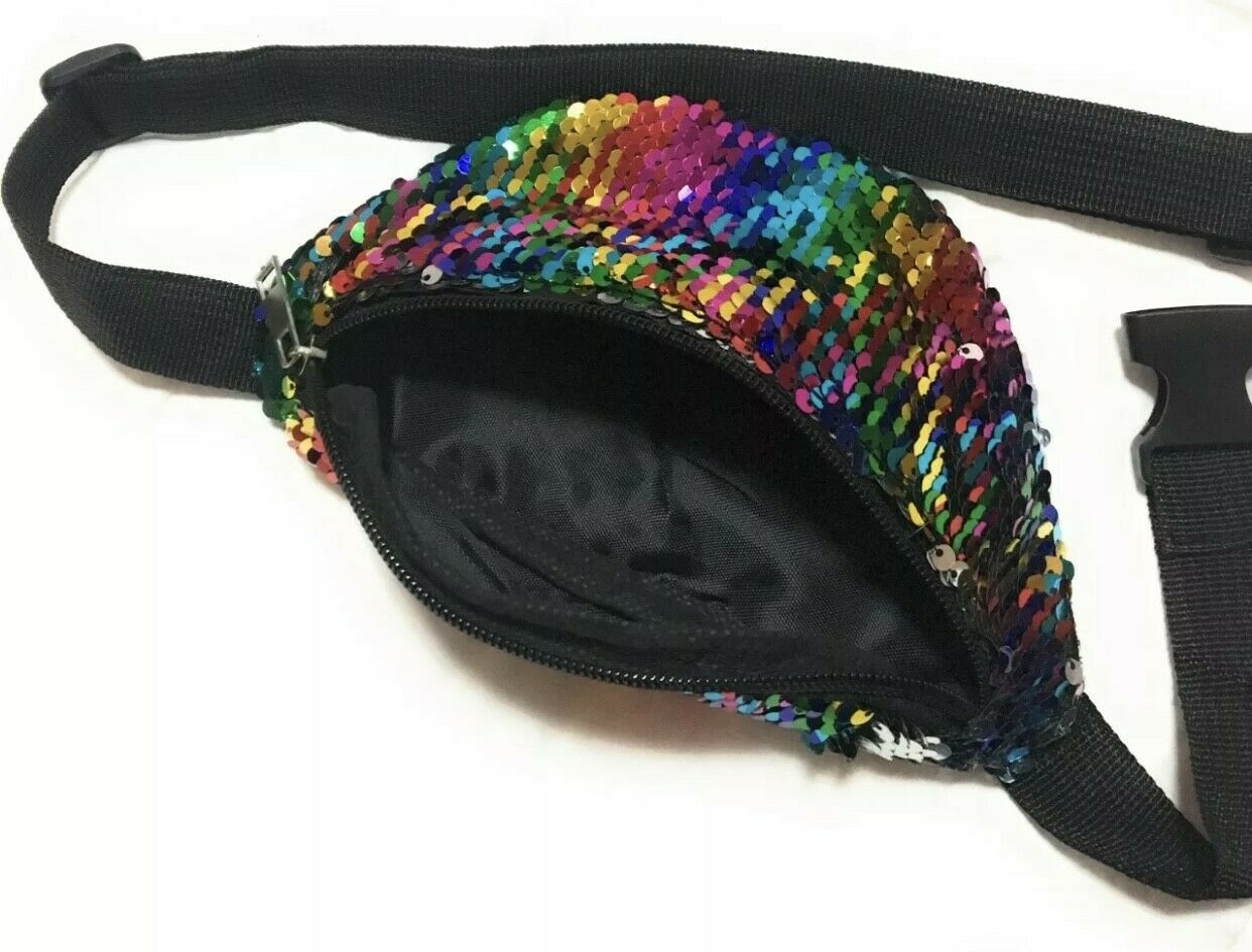 Girls Small Sequin BUM BAG Fanny Pack Travel Waist Money Belt Wallet Pouch UK