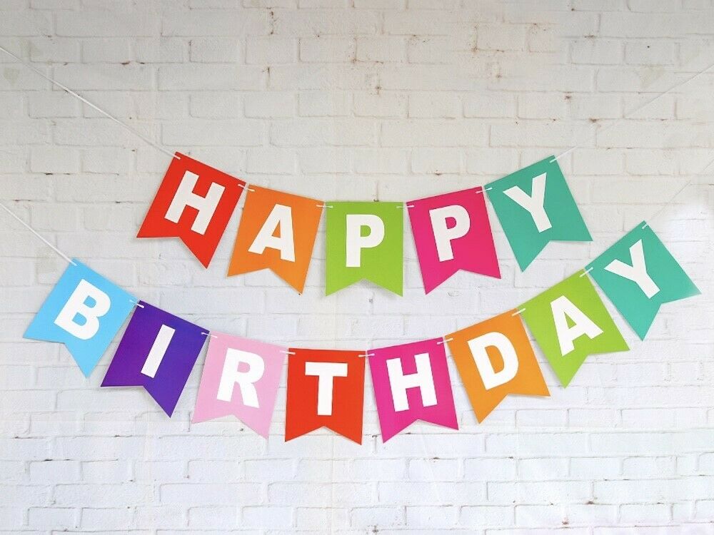 Happy Birthday Bunting Banner - Hanging Letters Party Decoration Garland Unicorn