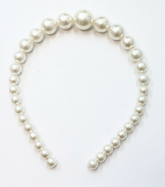 Great Gatsby Headband 1920s Deco Alice Band Ivory Graduated Pearl Large Costume