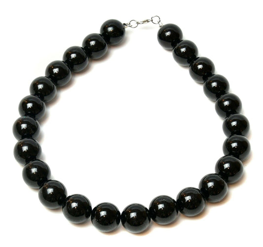 Large Big Giant Pearl 18mm Black Pearl Necklace Bib Vintage Great Gatsby