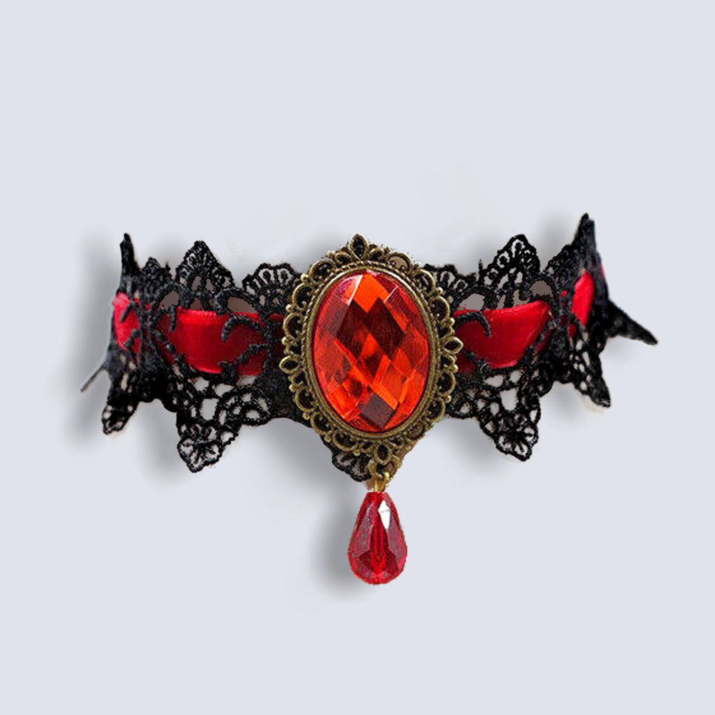 Gothic Red Lace Necklace Collar Choker Halloween Retro Vintage Chain Vampire