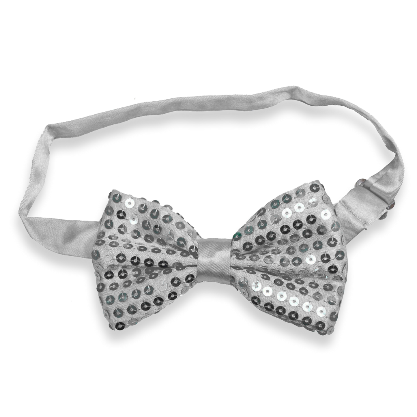 Sequin Satin Silver Shiny Bow Tie Dickie Show Sparkly Fancy Dress Magic Mens Boys