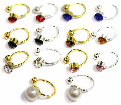 Crystal Stud U CLIP On Clipon Earrings Upper for Ears Nose Lip Cartilage