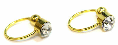 Crystal Stud U CLIP On Clipon Earrings Upper for Ears Nose Lip Cartilage