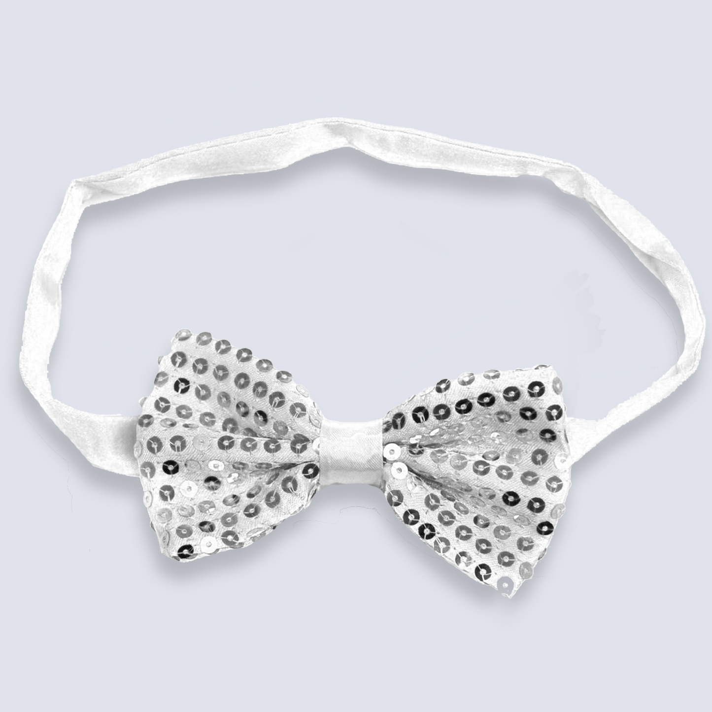 Sequin Satin White Shiny Bow Tie Dickie Show Sparkly Fancy Dress Magic Mens Boys