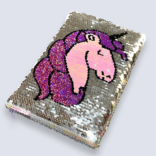 A5 Reversible Sequin Unicorn Head Notebook Glittery Notepad Writing Journal Diary Book Gift