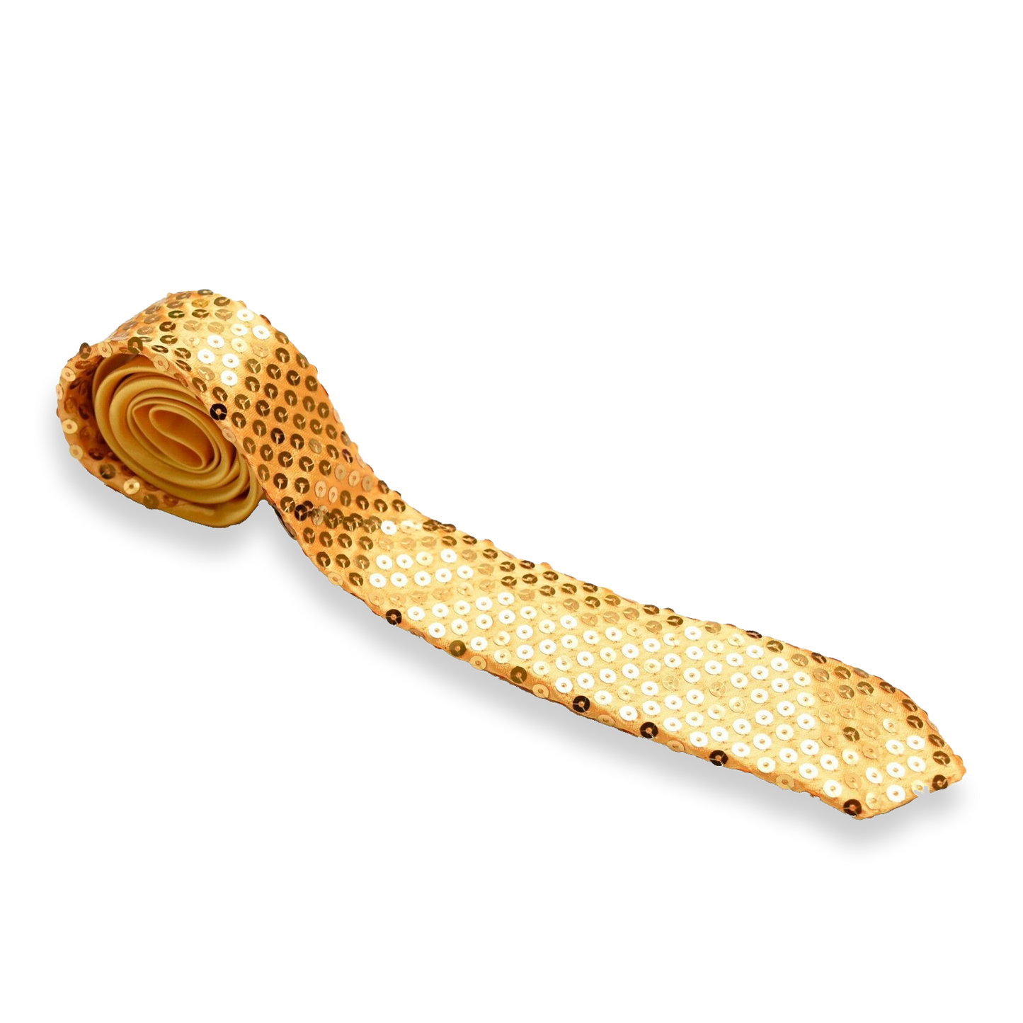 Sequin Gold SATIN SEQUINNED Party Plain 2" Skinny Neck Tie Fancy Dress Magic Show