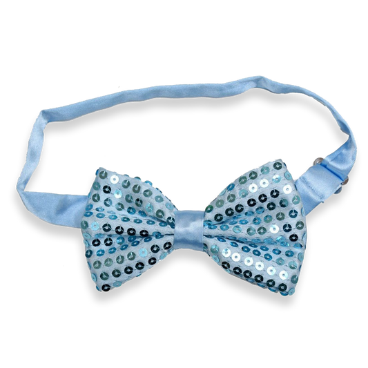 Sequin Satin Baby Blue Shiny Bow Tie Dickie Show Sparkly Fancy Dress Magic Mens Boys