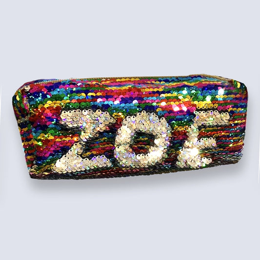 Large Colourful Rainbow Reversible Sequin Pencil Case School